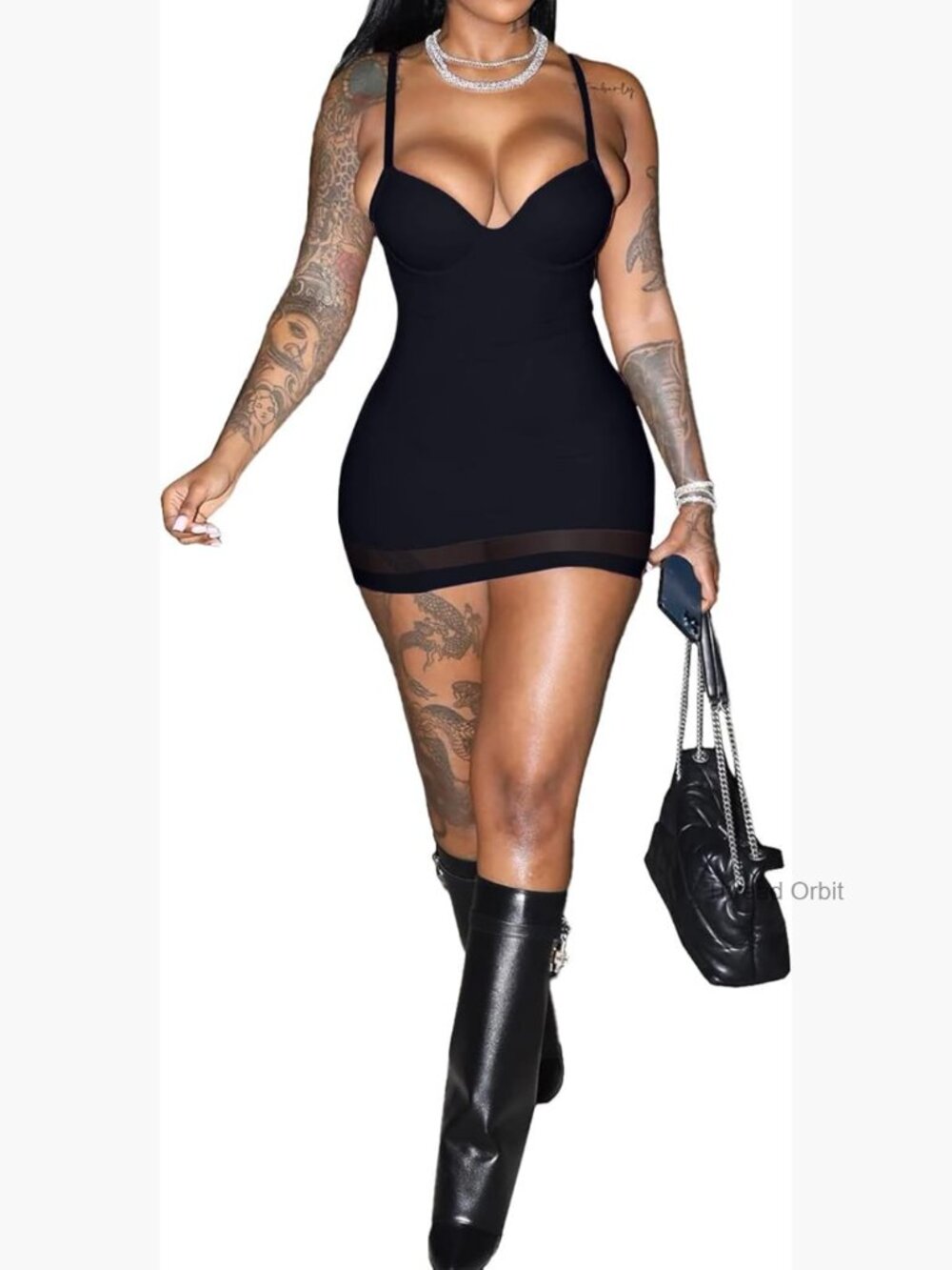 Sexy Bodycon Mini Dress Sweetheart Neck Spaghetti Strap Mesh Hem Party Club